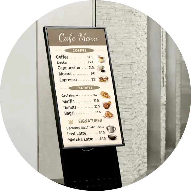 屋内用サイネージ 通常モデル：直射日光下でも視認性を維持しコスト削減も実現